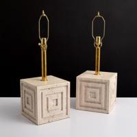 Pair of Travertine Lamps, Manner of Frank Lloyd Wright - Sold for $1,250 on 02-06-2021 (Lot 370).jpg